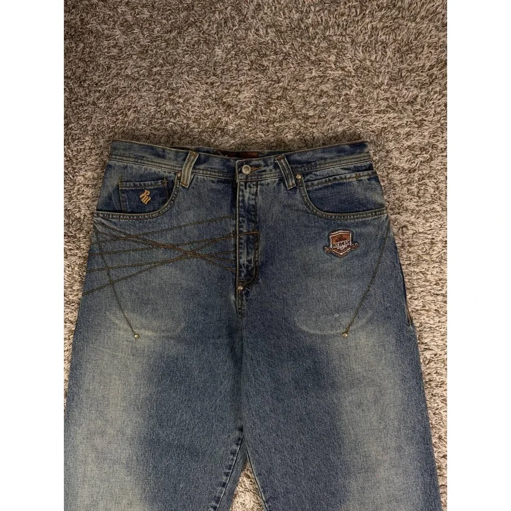 Vintage Rocawear Y2K Baggy Jeans Hip Hop Panel Seam Patched Faded Denim Size 36